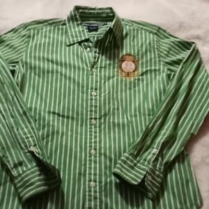 Ralph Lauren Sport Polo Green Striped L/S Shirt 12